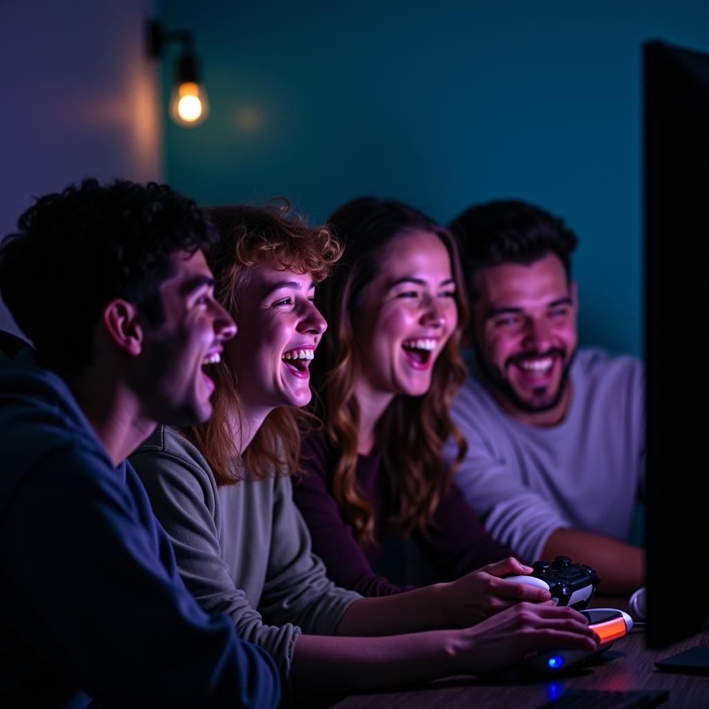 Friends playing video games together