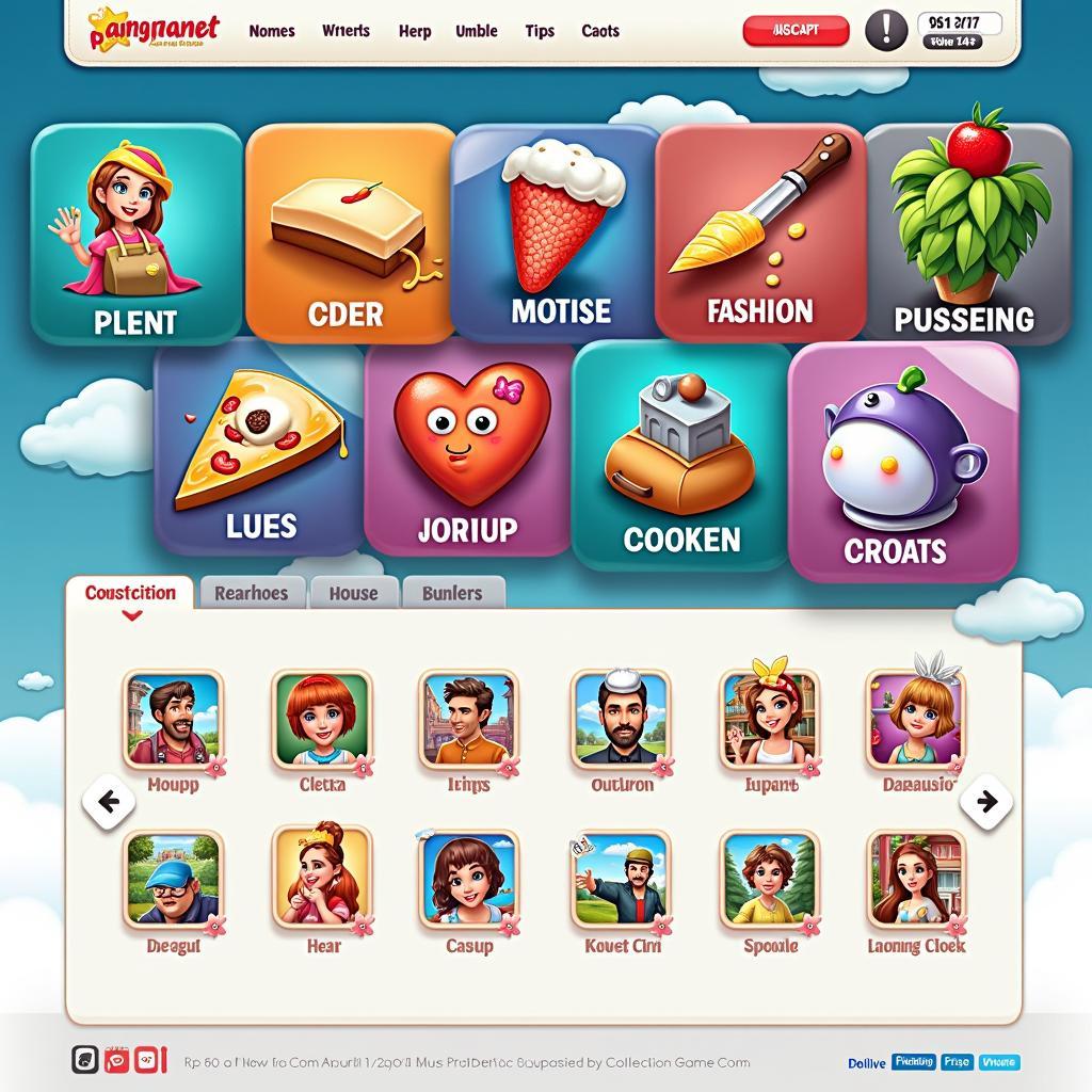 Website screenshot of Game Vui with a variety of game genres.