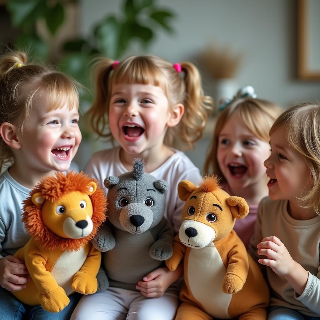 Kids Enjoying Animal Songs with Puppets