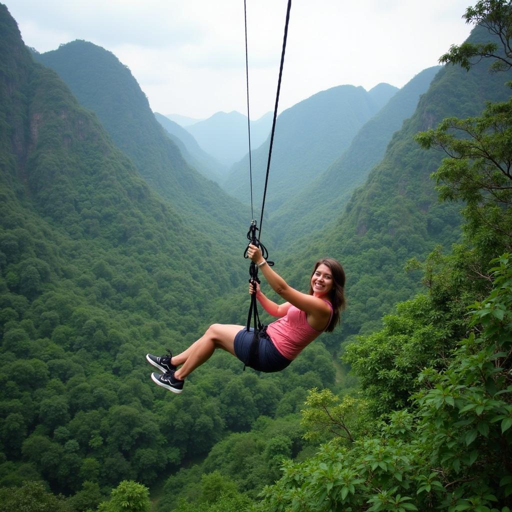 Trải nghiệm zipline tại Bạch Mã Village