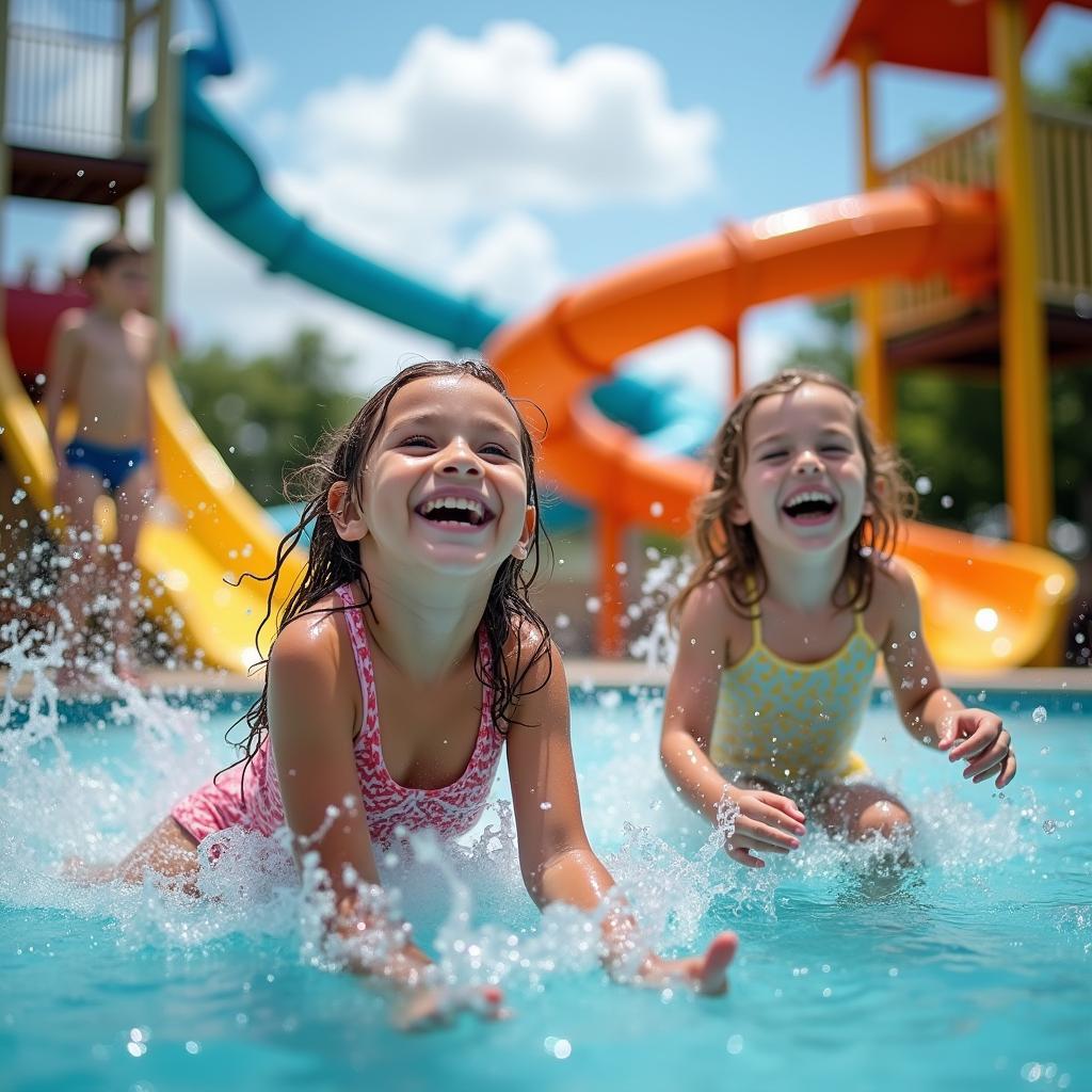 Kids having fun at the water park