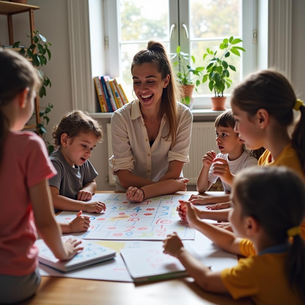 Children learning English through games