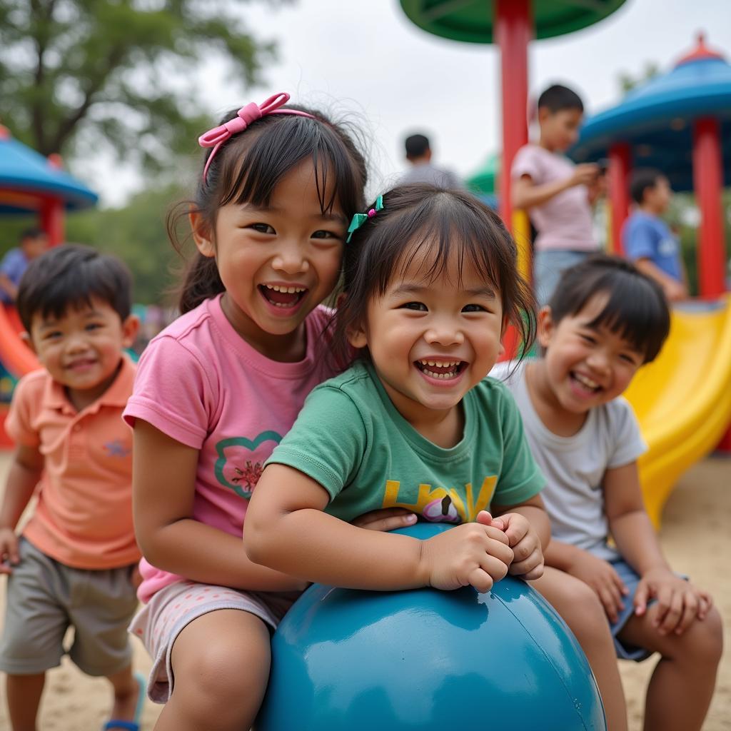 Children having fun at a playground in Go Vap