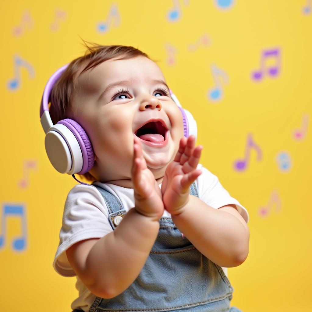 Baby enjoys music