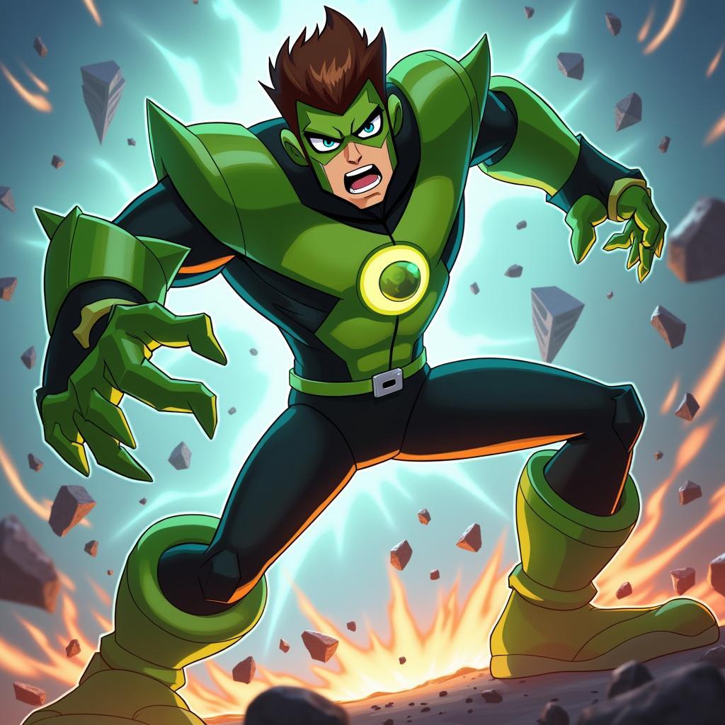 Ben 10 sử dụng sức mạnh của người ngoài hành tinh để chiến đấu với quái vật