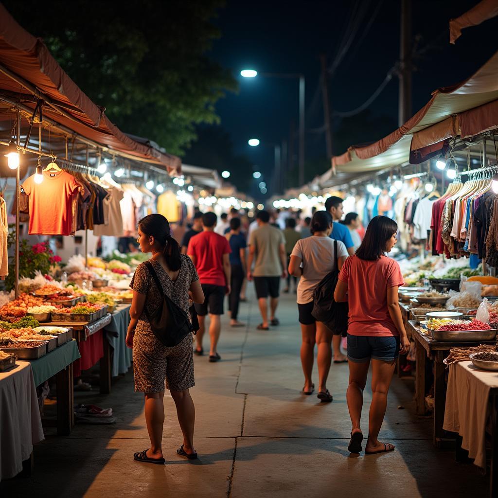 Du khách mua sắm tại chợ đêm Phnom Penh