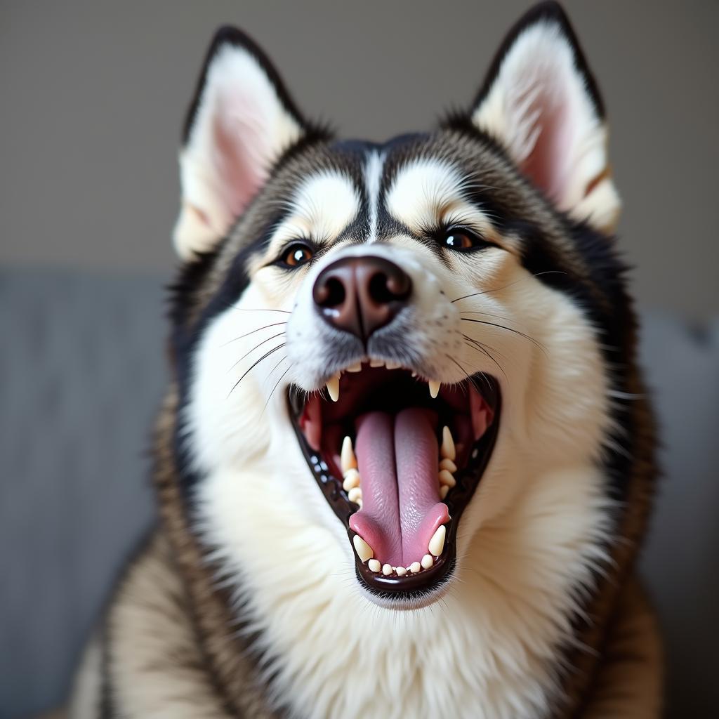 Chó Husky cười hả hê