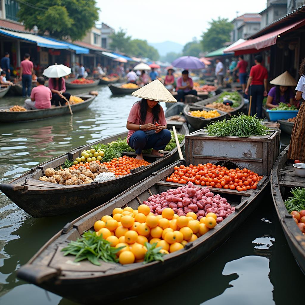 Khung cảnh nhộn nhịp tại chợ nổi Cái Răng