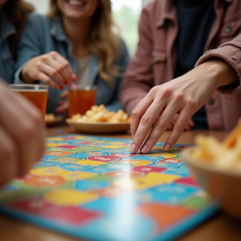 Friends playing board game