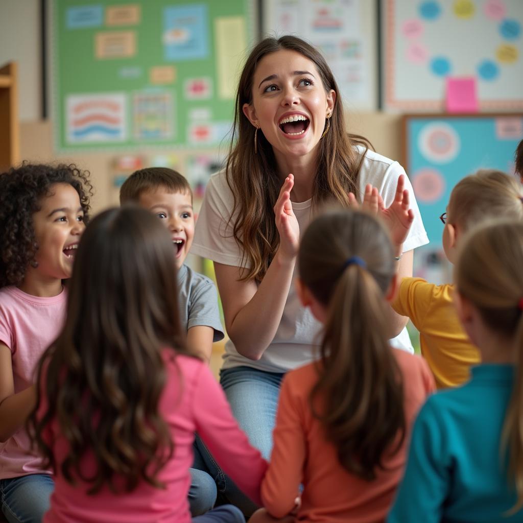 Teacher Teaching Kids English Songs