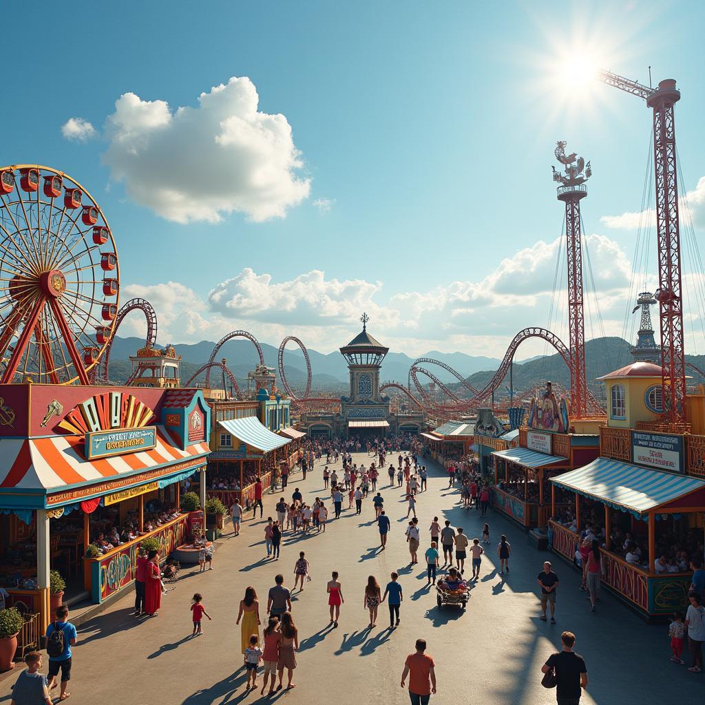 Spacious outdoor amusement park in Hanoi