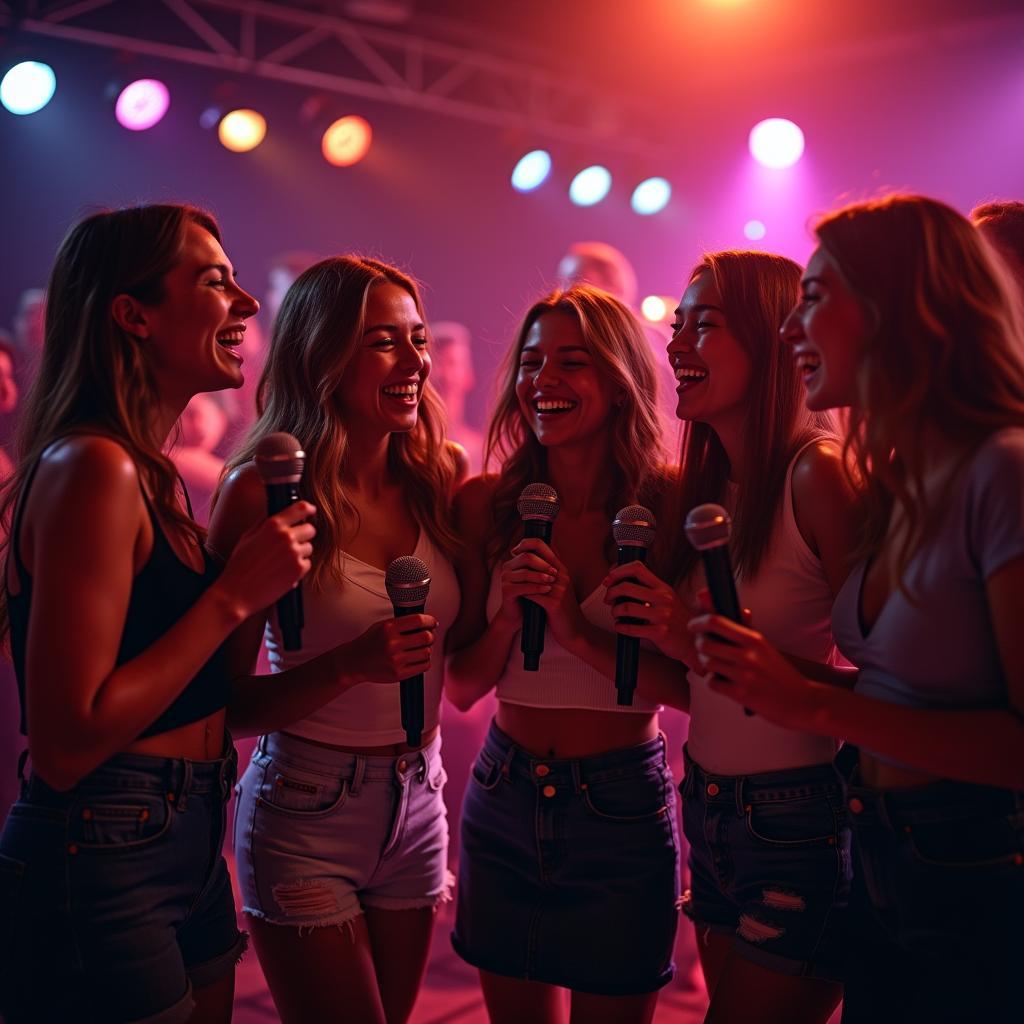 Cười vui bên nhau tại quán karaoke