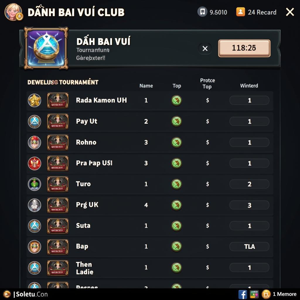 Giải đấu tại Danh Bai Vui Club