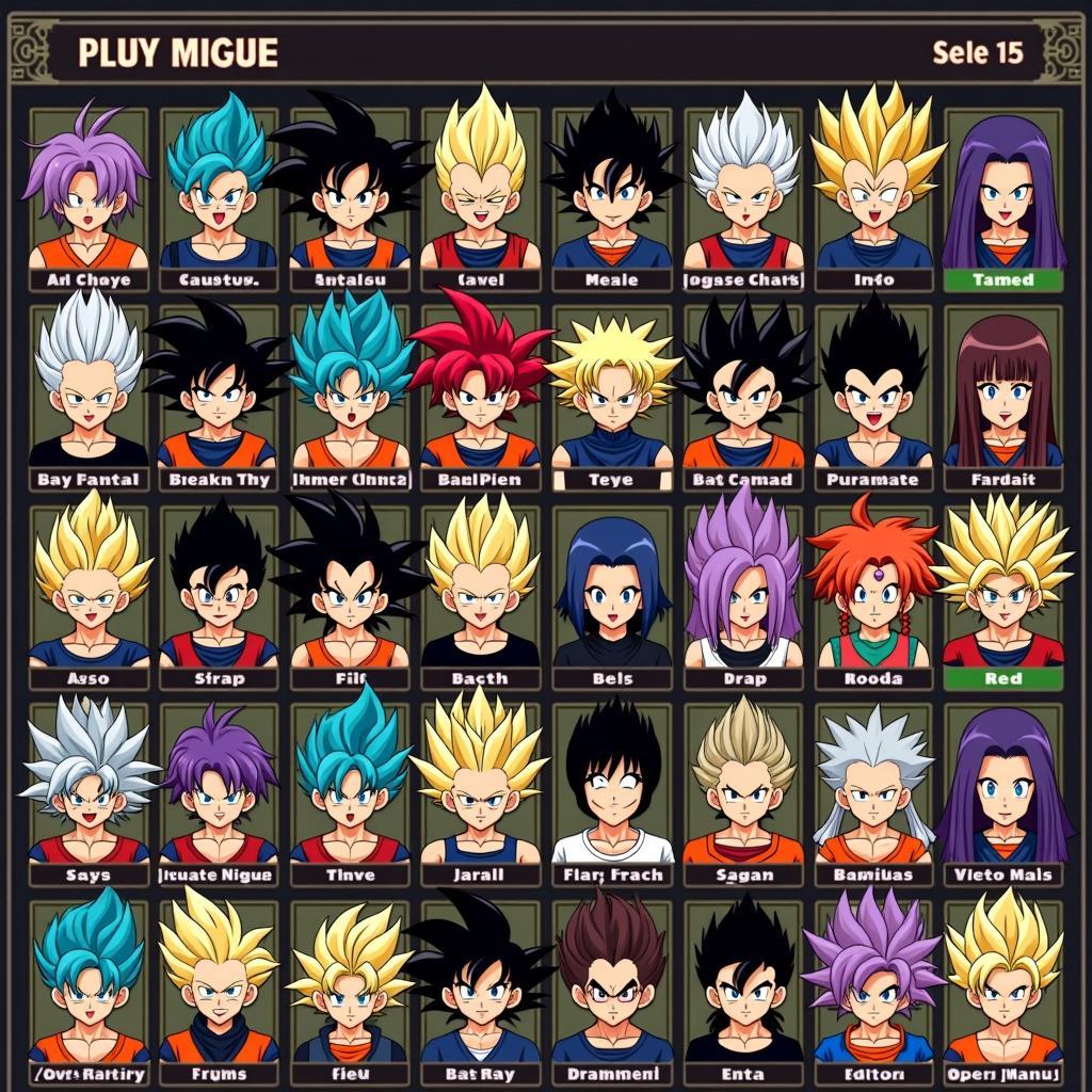 Lựa chọn nhân vật trong Dragon Ball 3.0 Game Vui