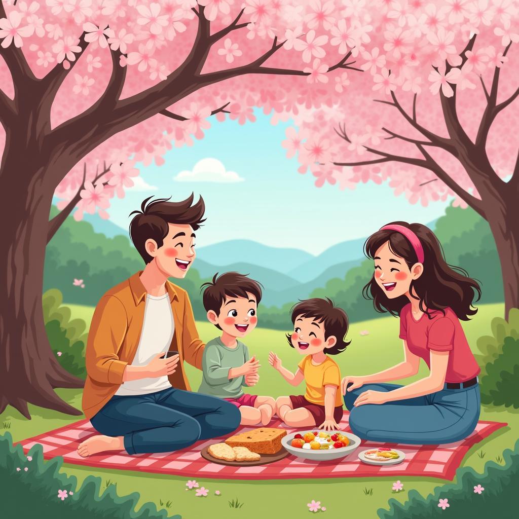 Picnic dã ngoại mùa xuân