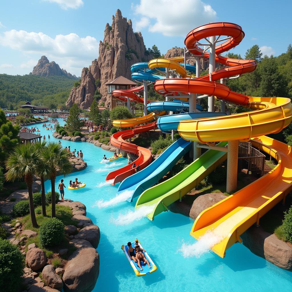 Water slides at a water park