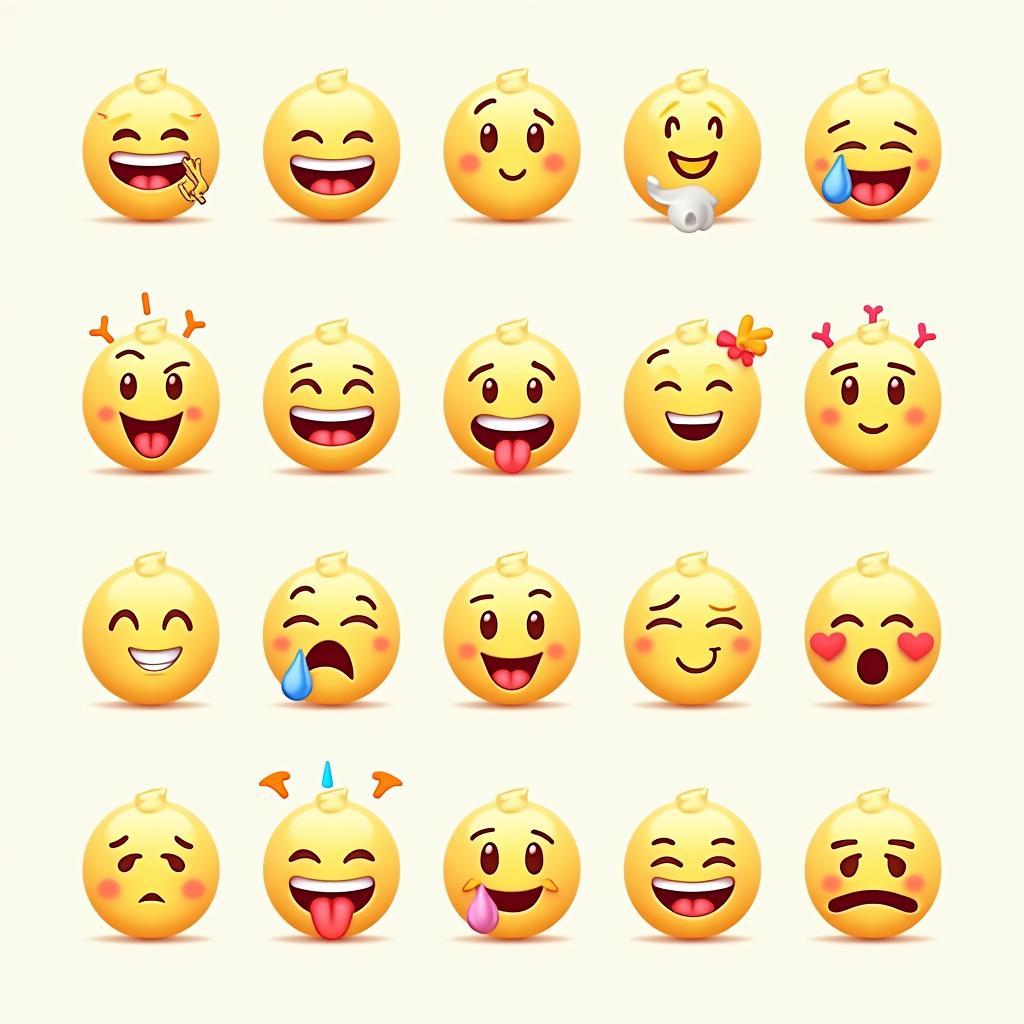 Emoji vui đa dạng thể hiện cảm xúc