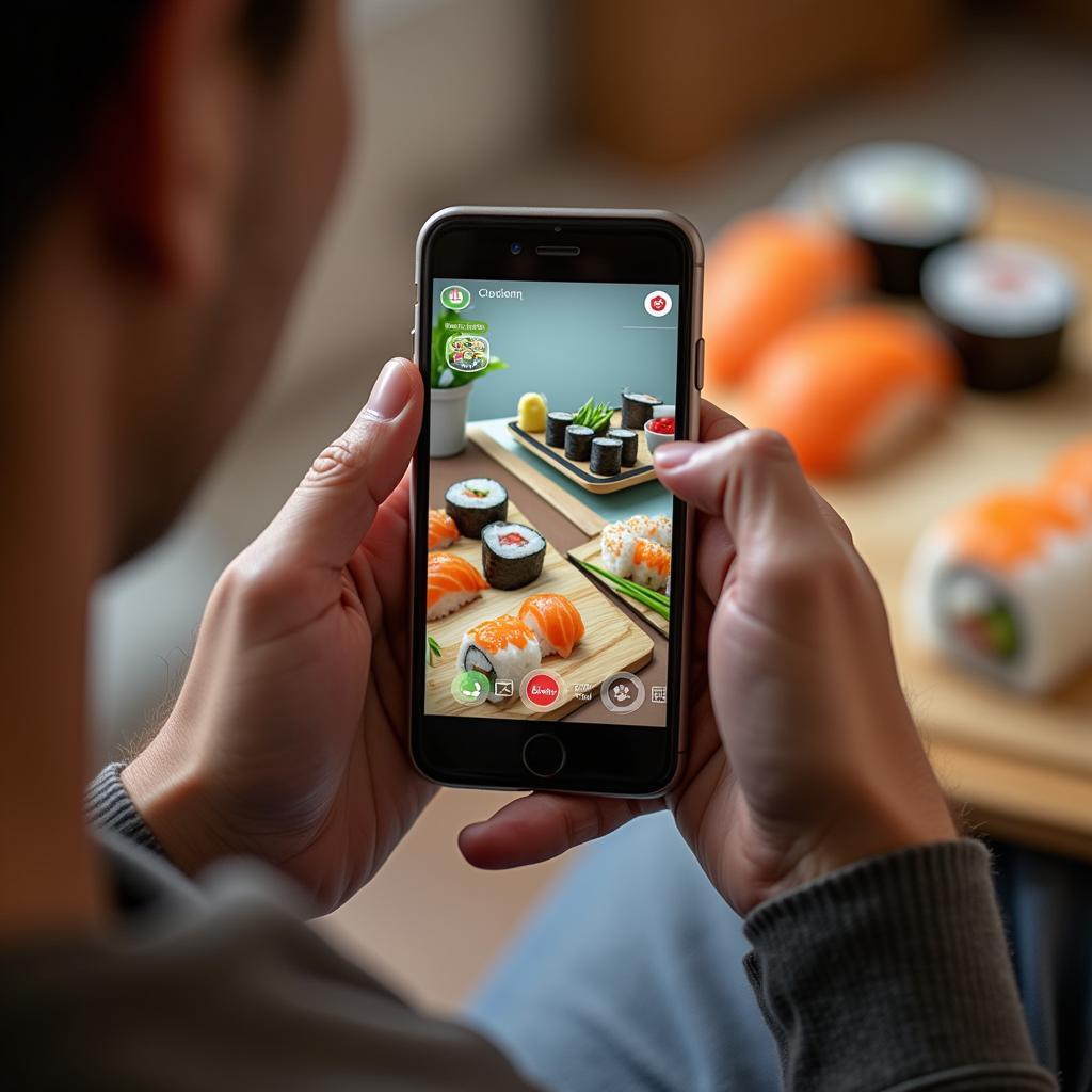 Chơi game sushi trên điện thoại