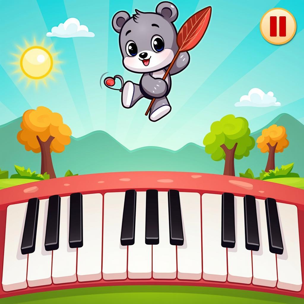 Trẻ em chơi game vui piano