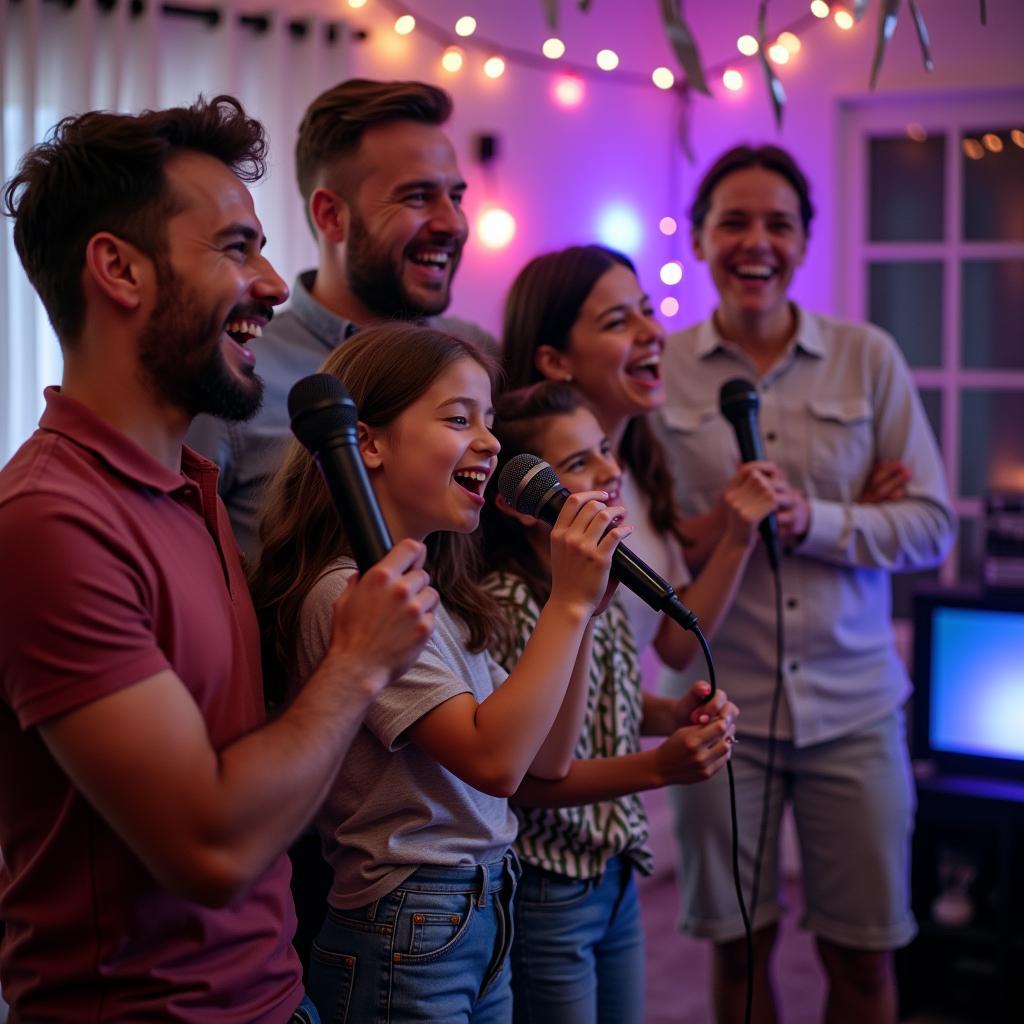 Gia đình hát karaoke vui vẻ