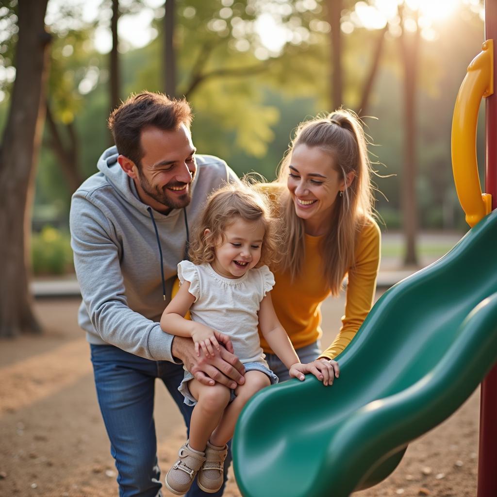 Family having fun at the park