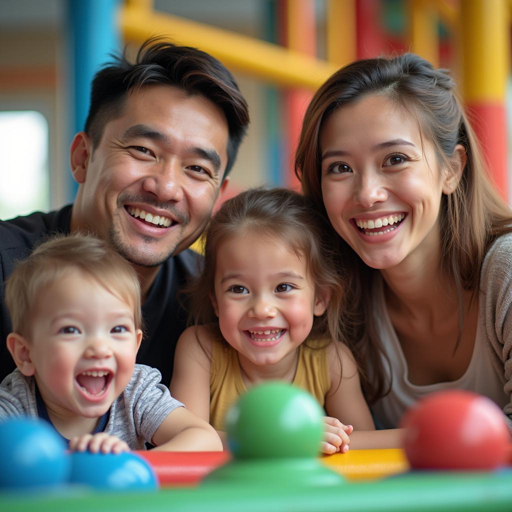 Family having fun at the playground