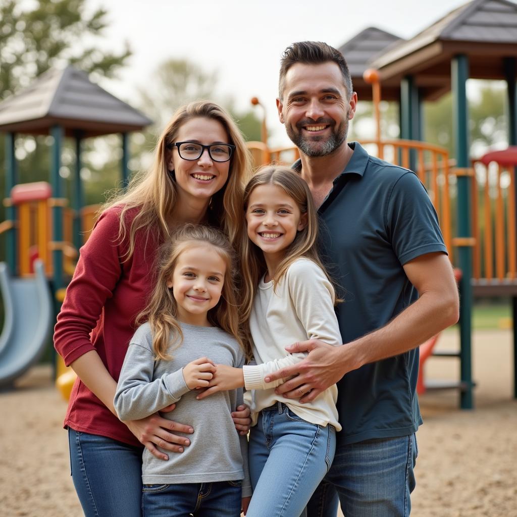 Family enjoying their time at the playground