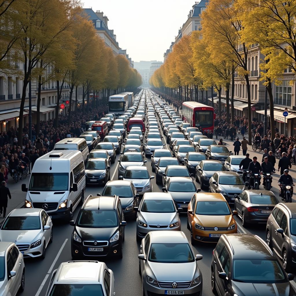 Giao thông đông đúc ở Paris