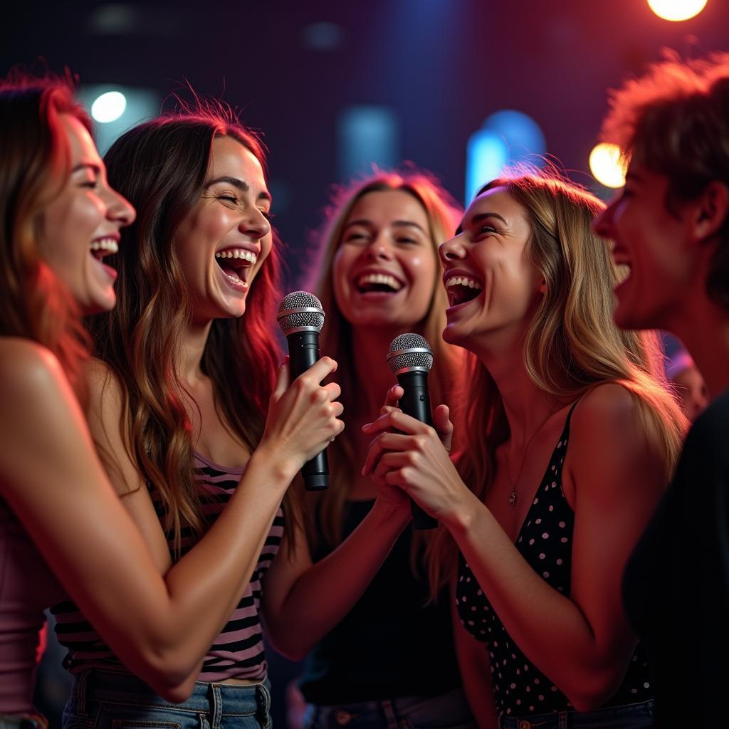 Bạn bè hát karaoke vui vẻ