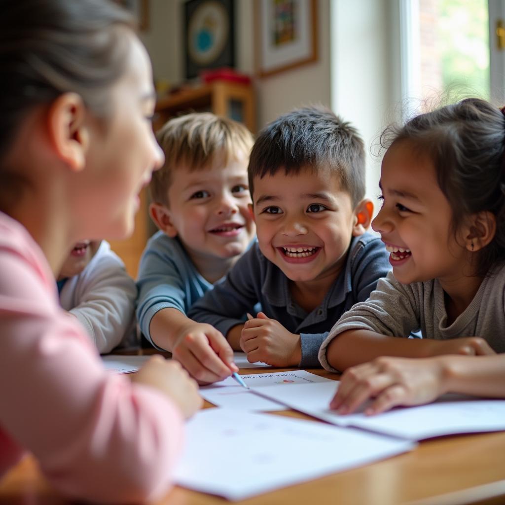 Children engaging in fun English activities