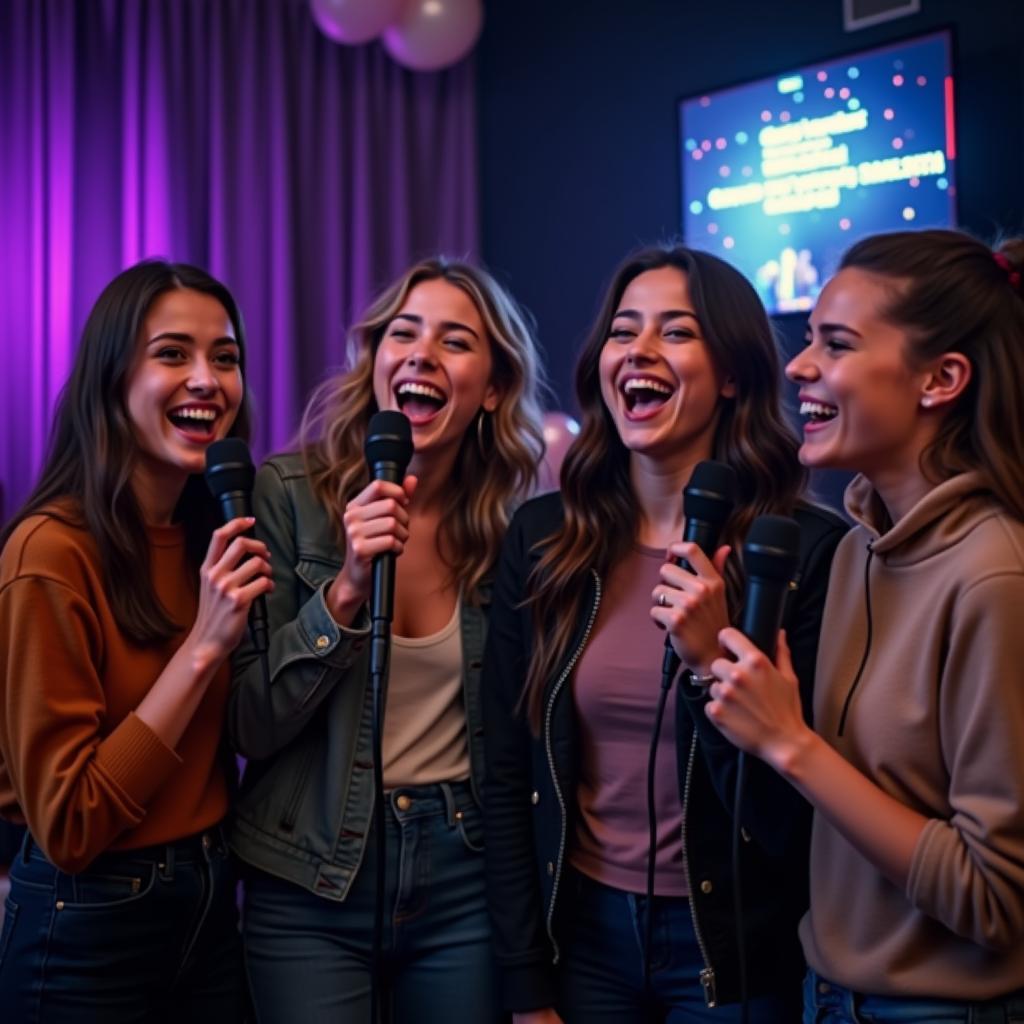 Nhóm bạn trẻ hát karaoke