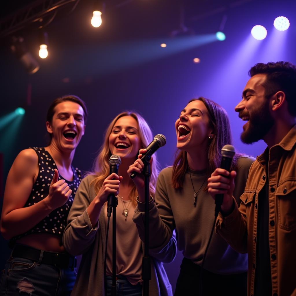 Bạn bè hát karaoke vui vẻ