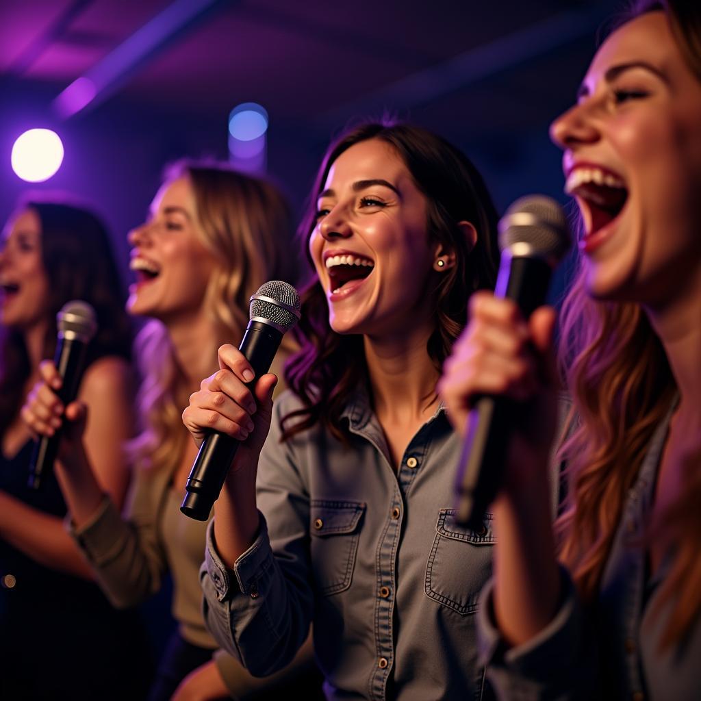 Phụ nữ hát karaoke