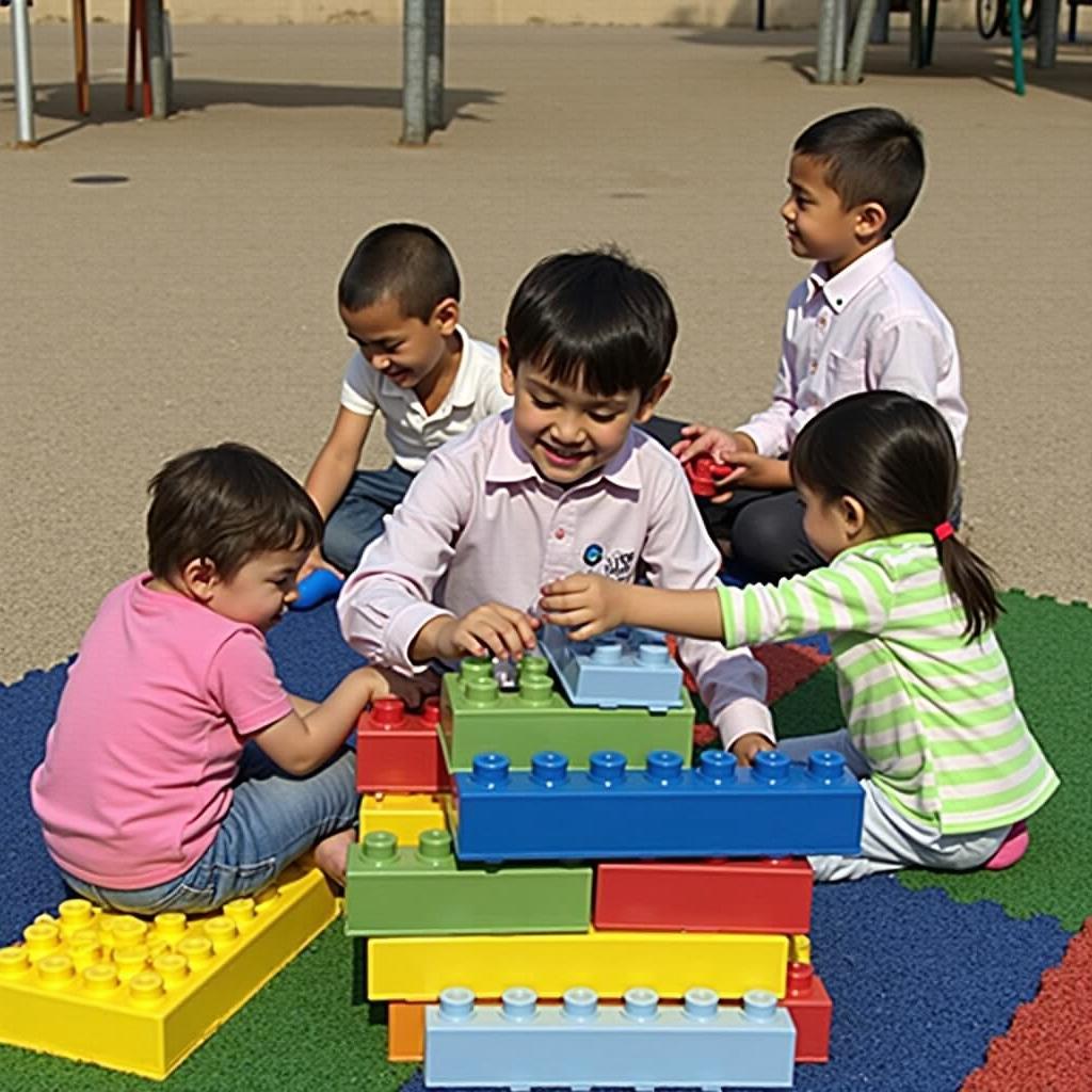 Khu vực lắp ráp lego đầy màu sắc tại Kinder Park