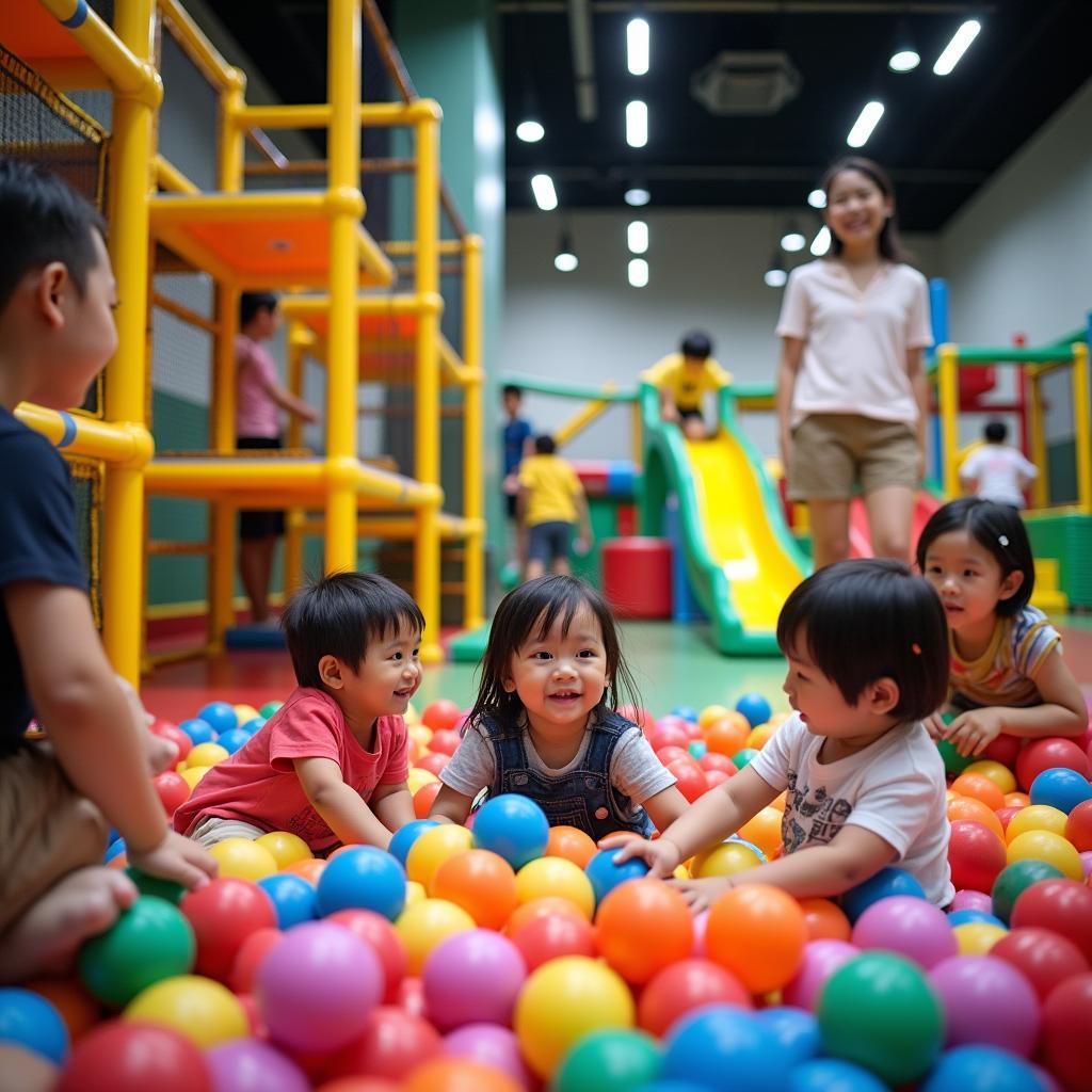 Colorful and vibrant play area at Tiniworld Indochina