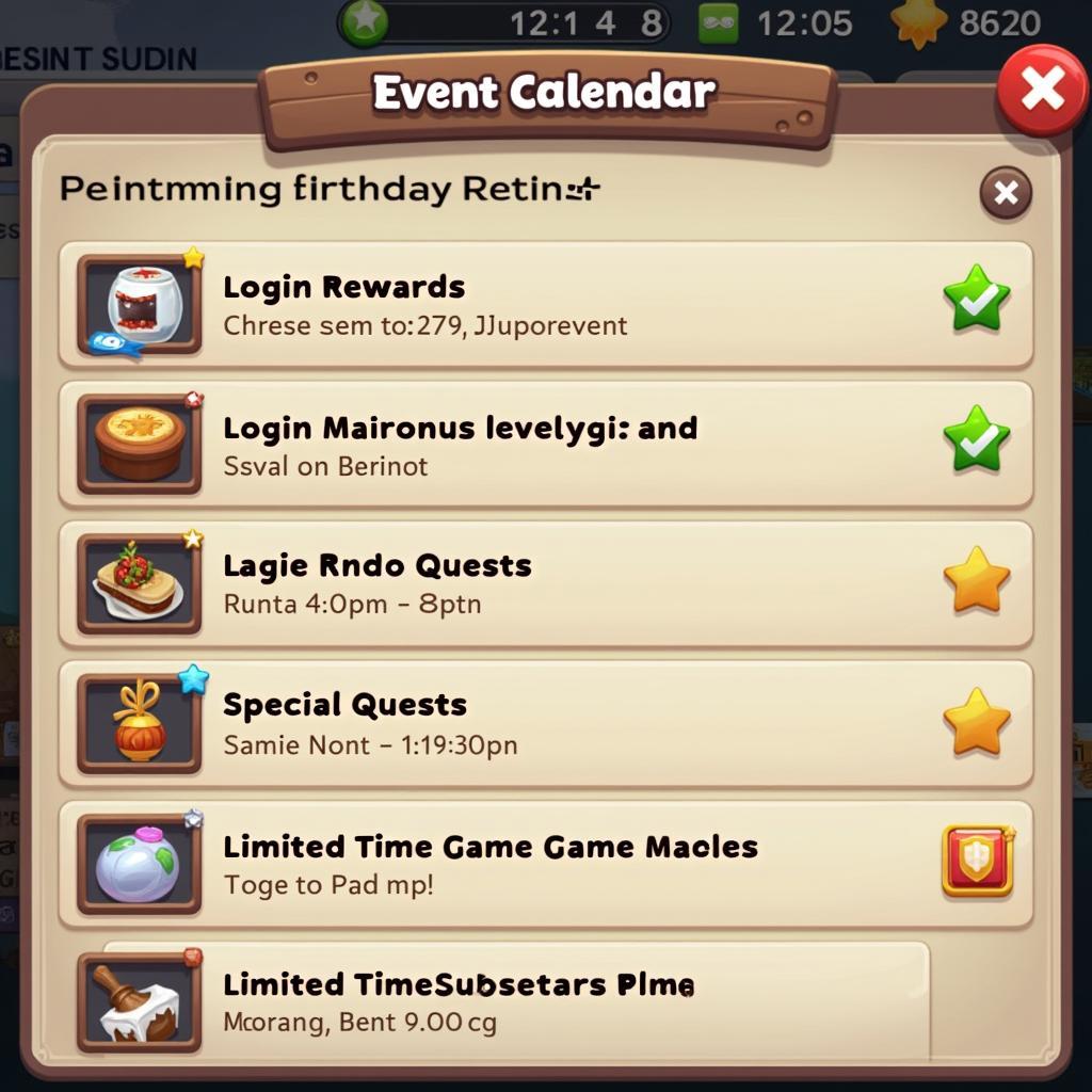 Game Event Calendar