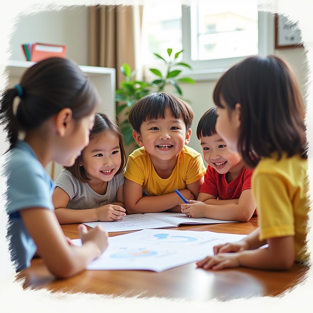 Children Engaging in Group Activities at "Lớp học vui nhộn 190"