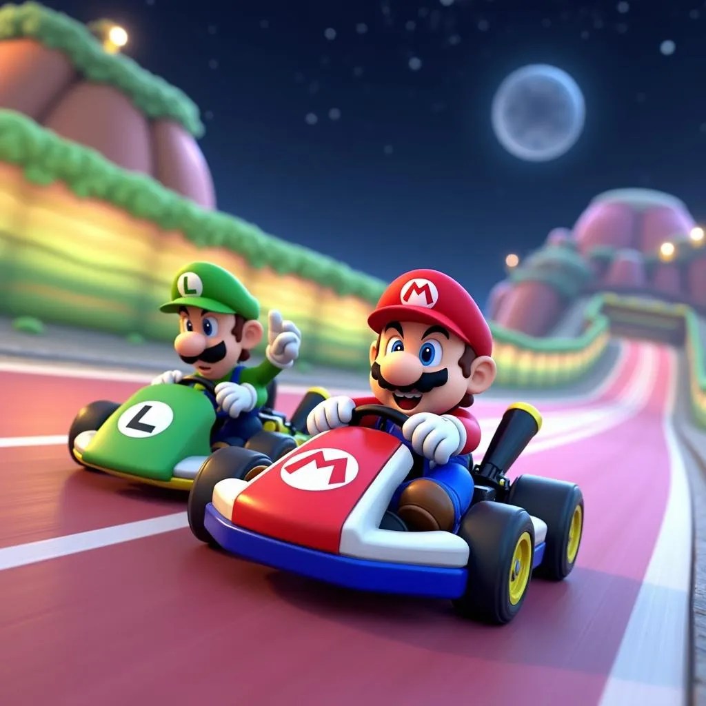 Mario và Luigi đua xe trong Mario Kart