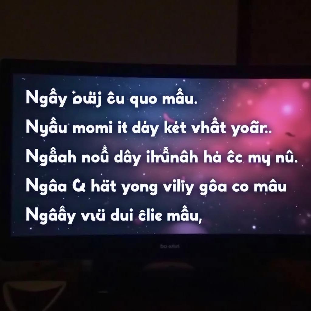 Màn hình hiển thị lời bài hát "Ngày vui qua mau" karaoke