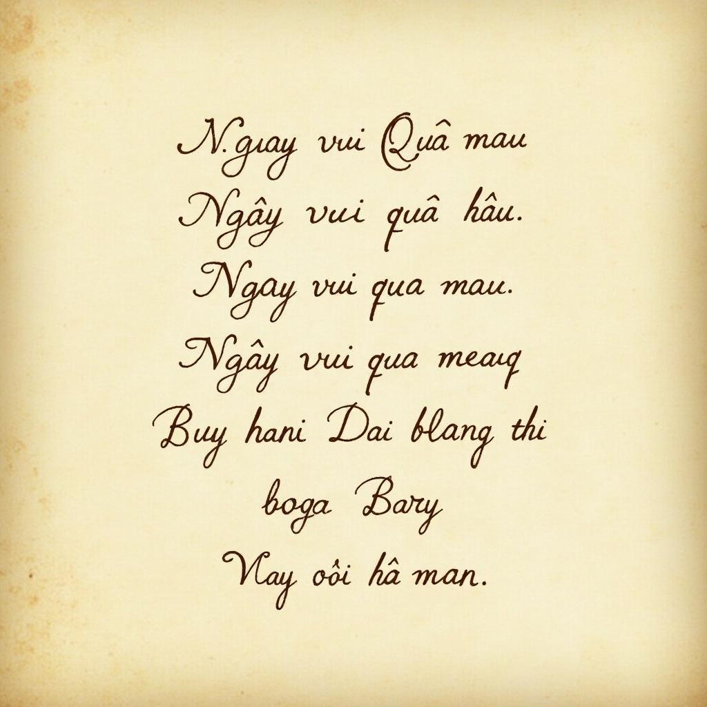 Lời bài hát Ngày Vui Qua Mau được in trên nền giấy cũ kỹ