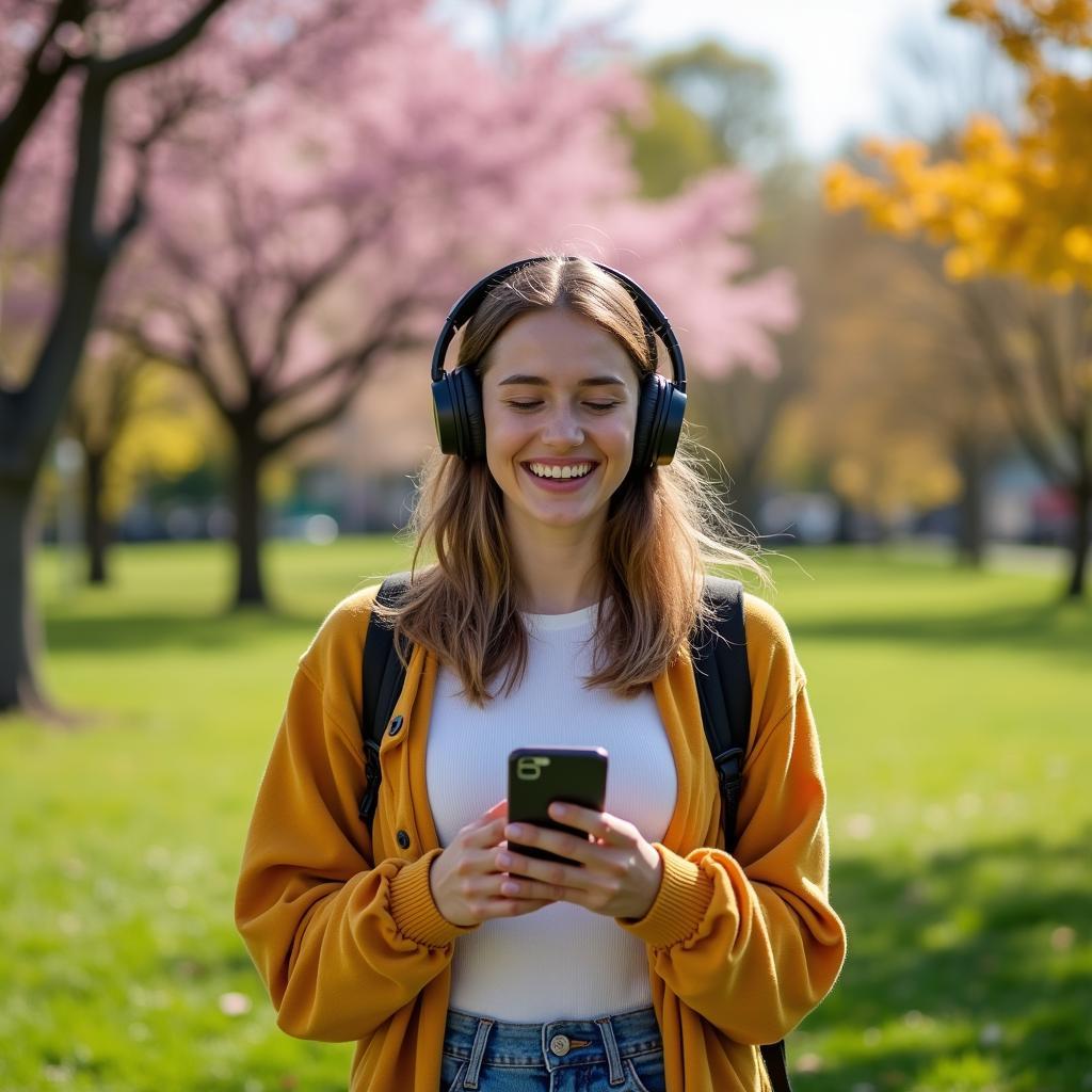 Listening to music happily