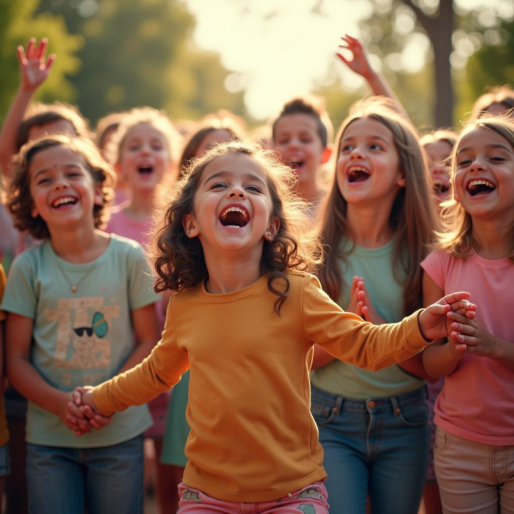 Children singing and dancing joyfully