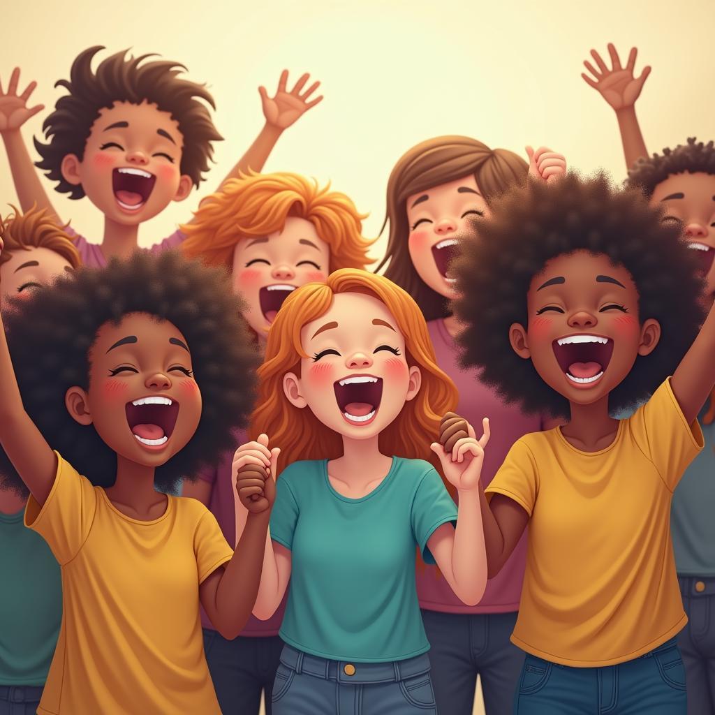 Children singing happily