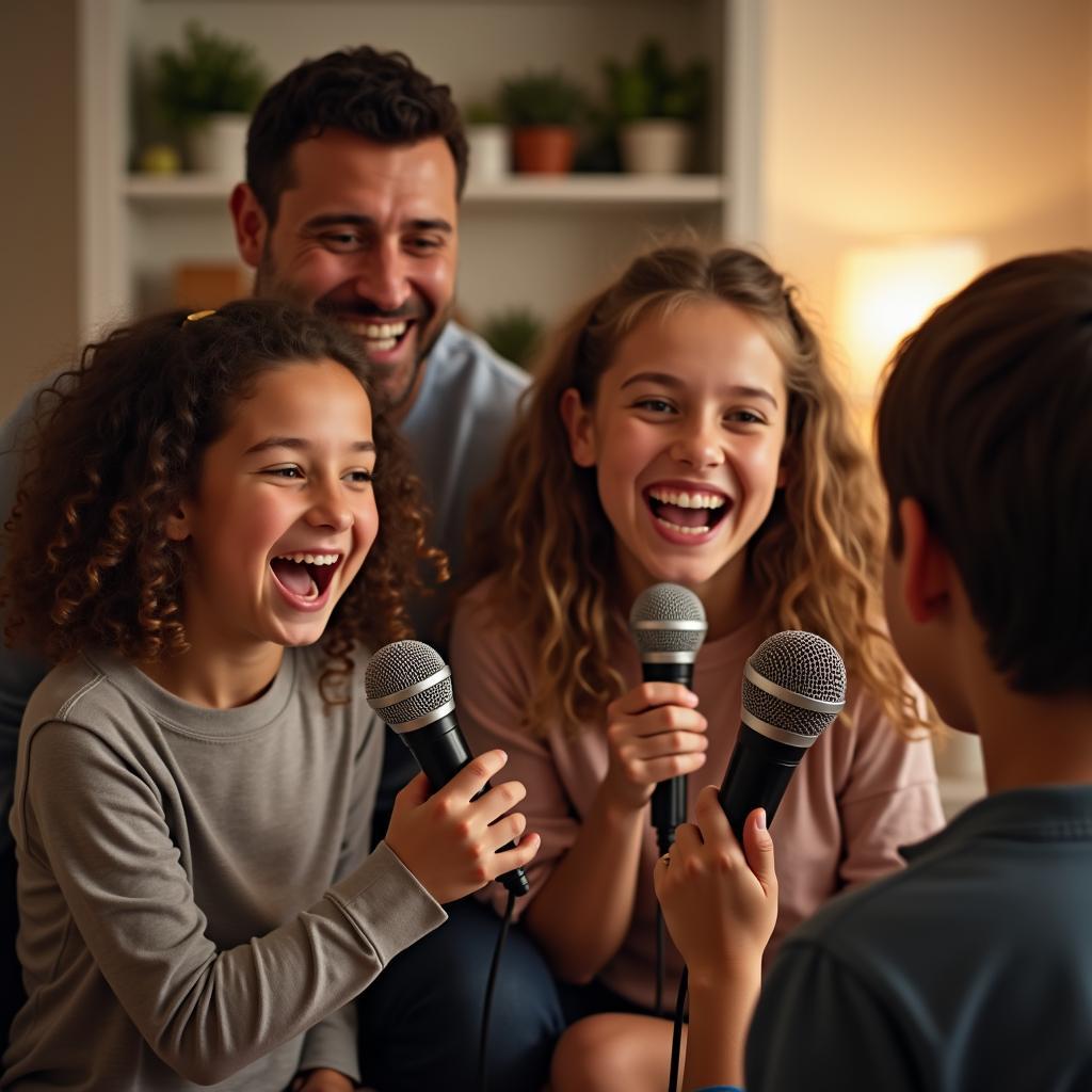 Gia đình cùng nhau hát karaoke "Niềm Vui Của Em"