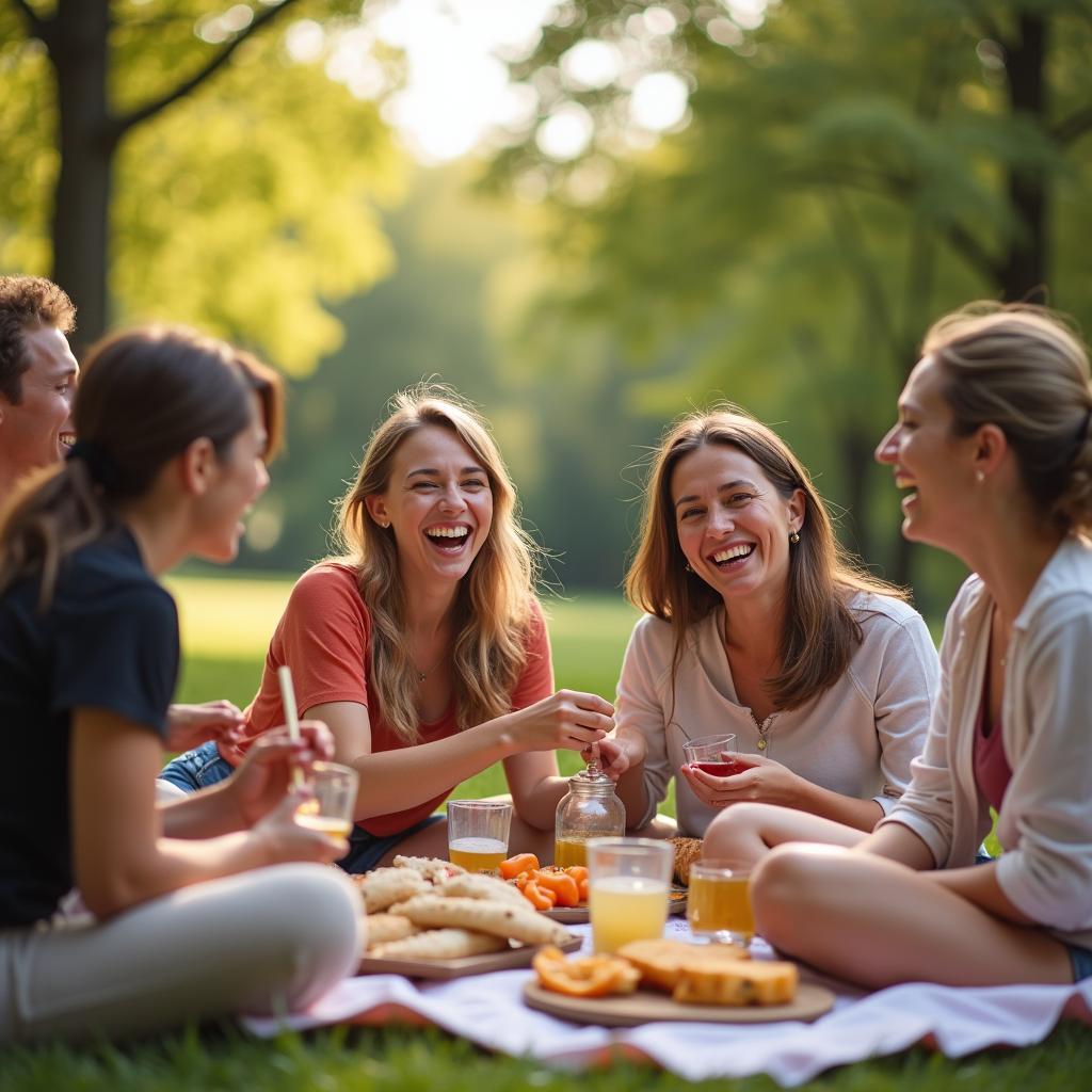 Friends Enjoying a Picnic Together