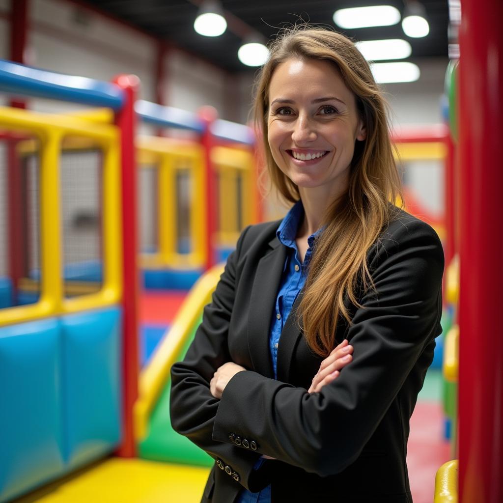 Manager overseeing indoor playground operations