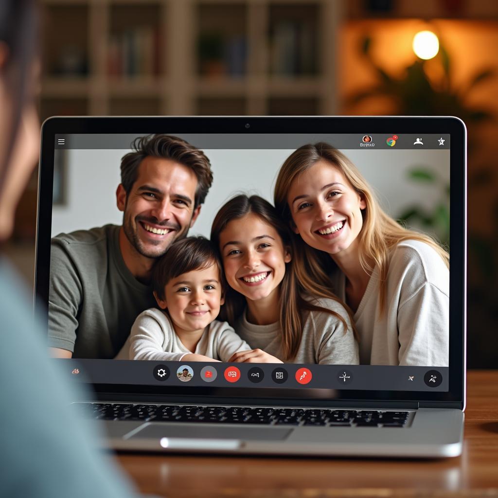 Gia đình chúc Tết nhau qua video call