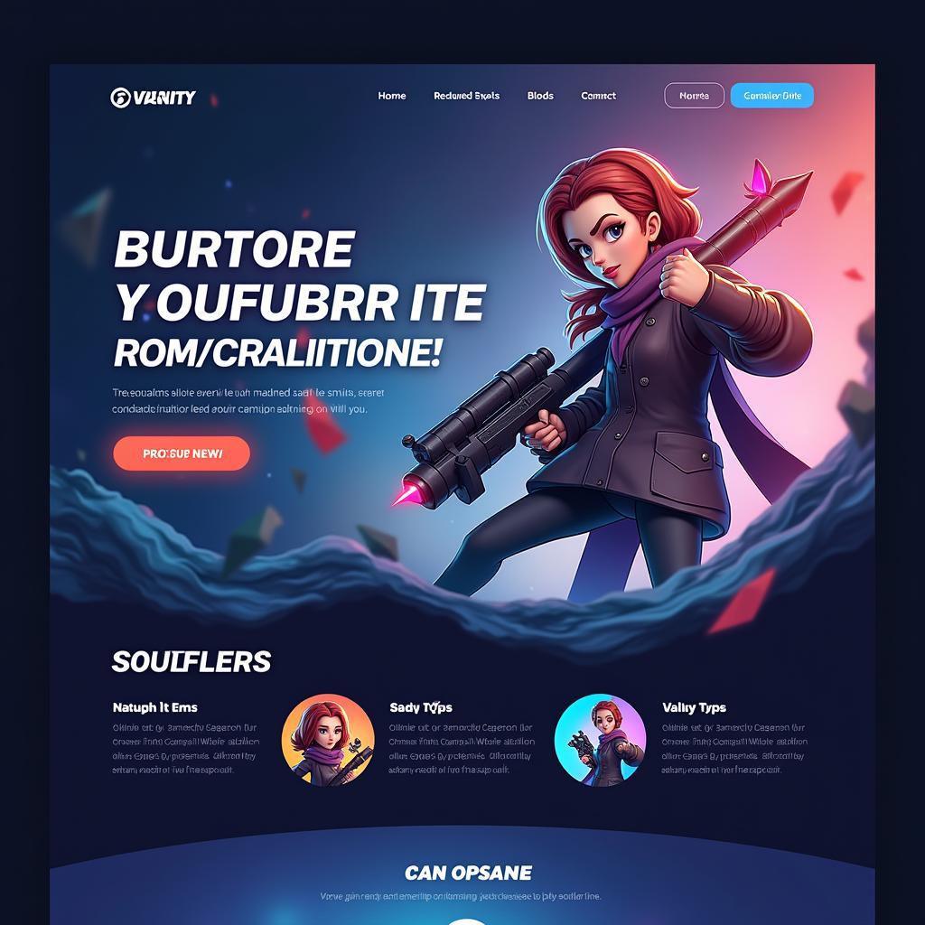 Mẫu thiết kế banner động cho website game với hình ảnh nhân vật game nổi bật, hiệu ứng chuyển động thu hút và nút kêu gọi hành động rõ ràng.