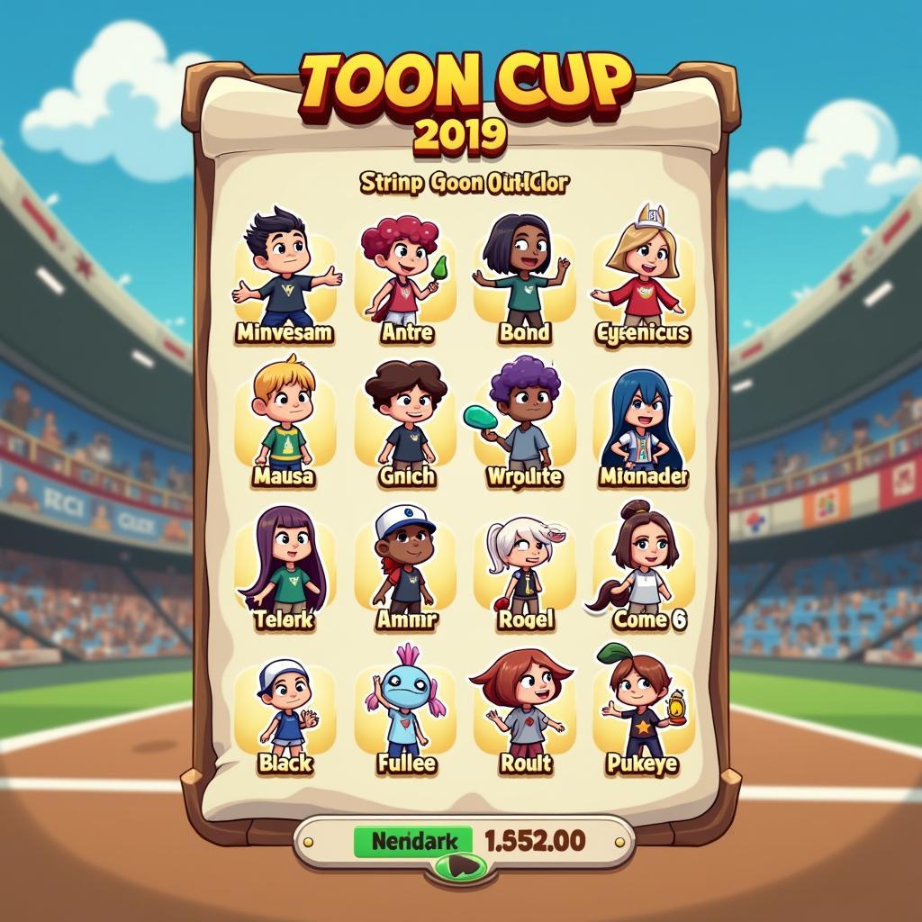 Lựa chọn đội hình trong Toon Cup 2019