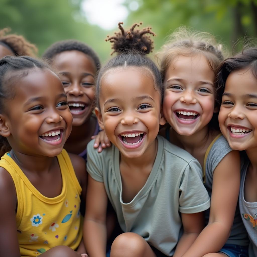 Children playing together happily